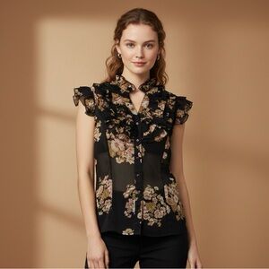 Live 4 Truth Black Floral Sheer Blouse
